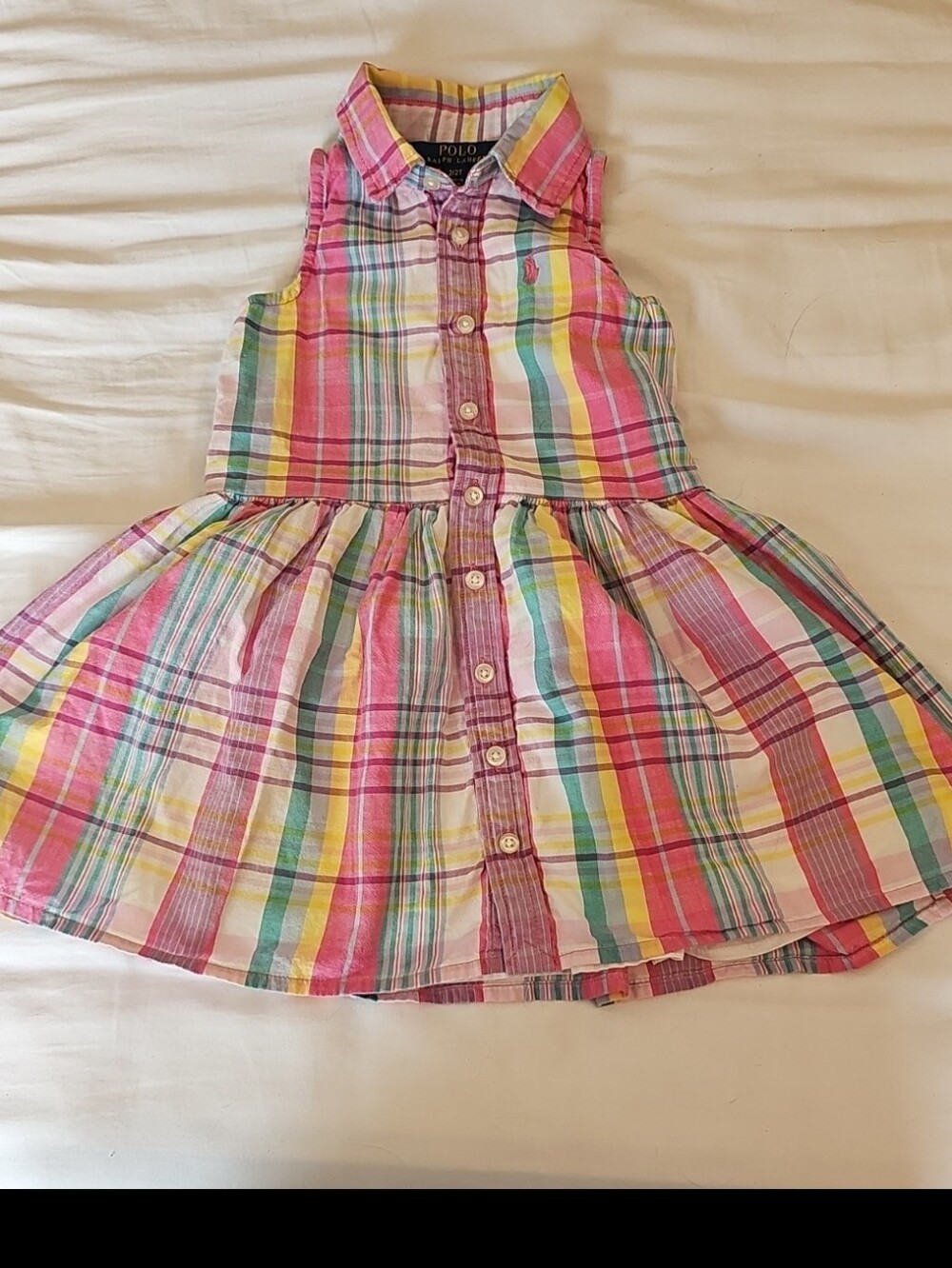Polo by Ralph Lauren Girls' Bright Multicolor Plaid Collared Button Down Dress